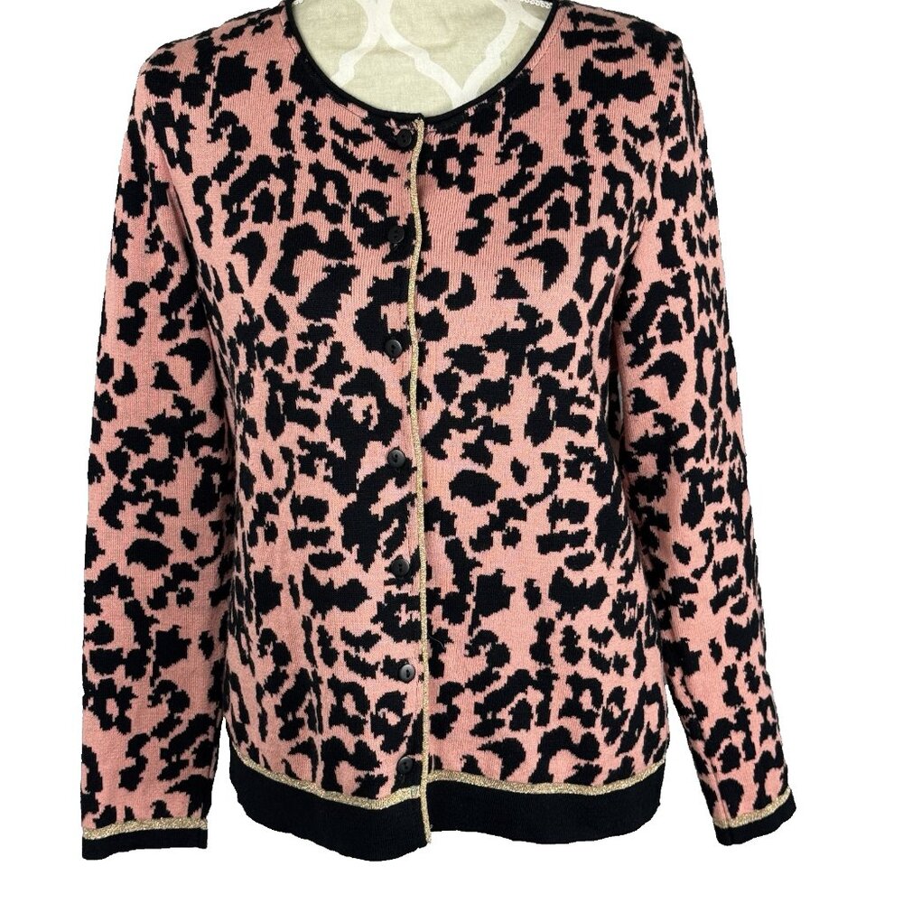 Vintage Skovhuus Denmark Knit Sweater Womens Med Long Sleeve Black Peach Gold